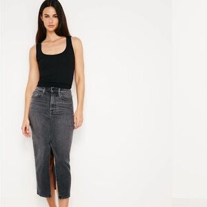 NWT Good American DENIM LIGHT COMPRESSION SLIT MIDI SKIRT 4/27